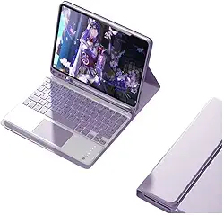Capa Para Tablet, Capa + Mouse e Teclado Magnético Bluetooth Destacável Para IPad 9ª/ 8ª /7ª Geração (Cinza Lavanda, Teclado de toque)