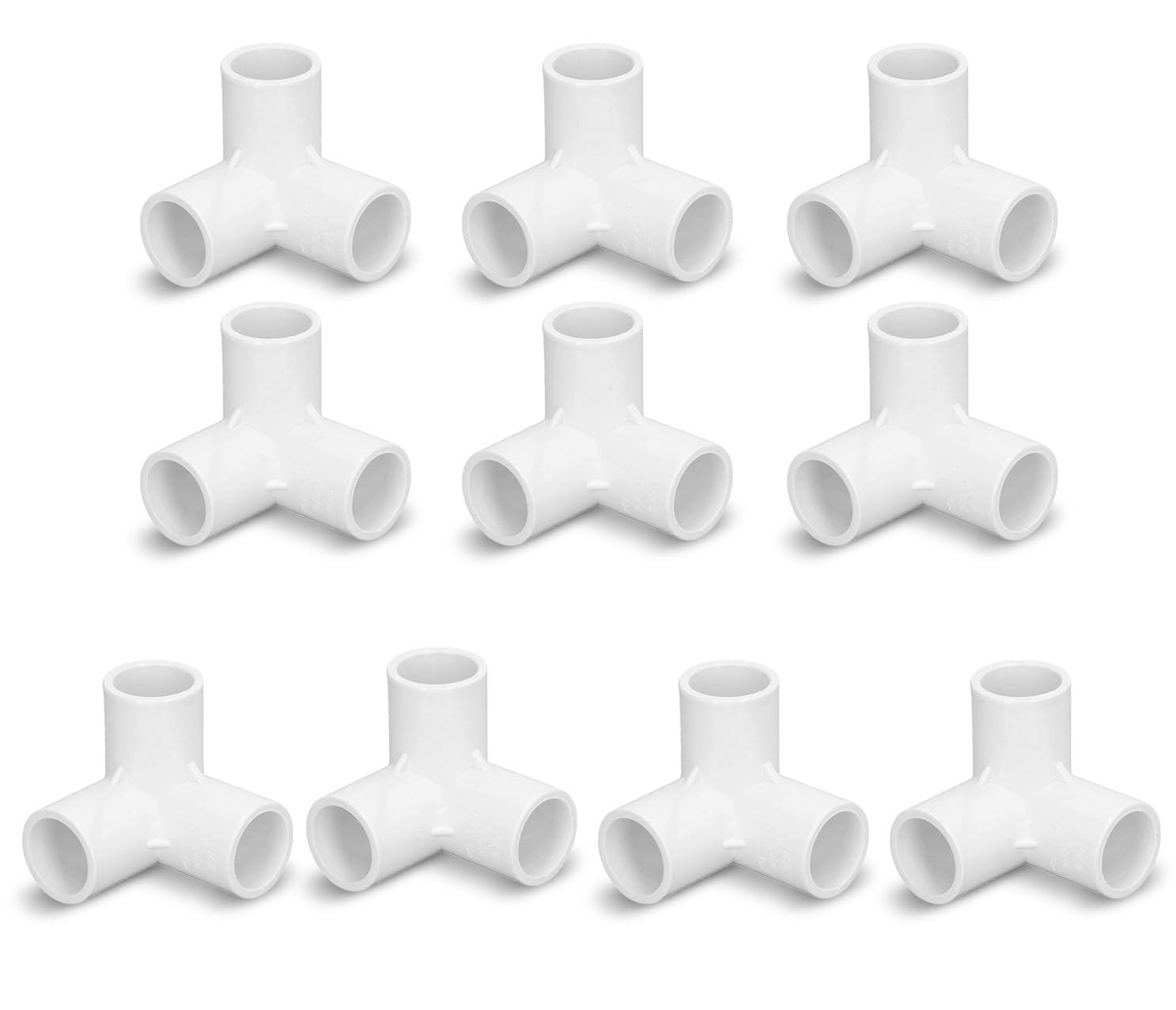 Białe Złączki Rurowe T-kształtne, PVC, 20 mm Średnica Wewnętrzna, 10 Sztuk, Trójdrożne Złącza Kątowe do Rur