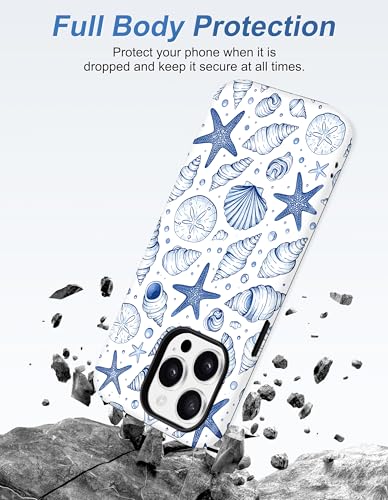 Jolie coque iPhone 13 Pro MagSafe cadeau design été coquillage bleu - 4