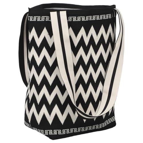 Tote Bag for Women: Large Capacity Knitted Handbag Trendy Bucket Bag Crochet Tote Versatile Single Shoulder Handbag for Shopping Work and Daily Use