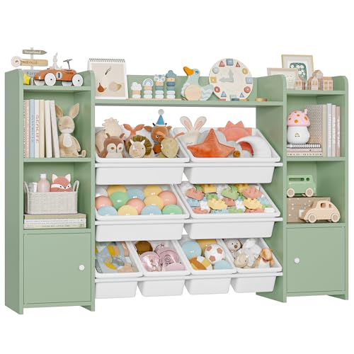 FOREHILL Meuble de Rangement Jouets Enfant Bibliothèque Enfant avec 8 Boîtes Amovibles 9 Étagères Organisateur de Jouets pour Chambre d’Enfant Salle de...