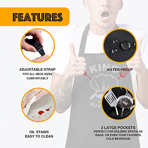 Veratwo Waterproof Kitchen Apron For Men,Gag Bbq Aprons For Men - King Of The Kitchen - Men's Birthday Gift, Great Christmas Gift, Thoughtful Gifts For Husband,Dad,Grandpa #TOP3