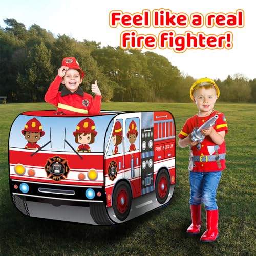 image for ArtCreativity Fire Truck Tent with Carry Bag, Pop Up Indoor Tent for K