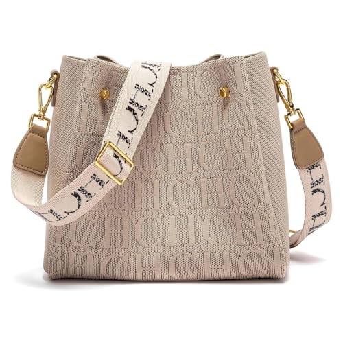 Womens Genuine Leather Purses with Detachable Satchel Strap Ladies Tote Bag Handbags Top-Handle Shoulder Hobo Bags (Khaki)