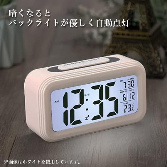 Alarm Clock, Desk Clock, Stylish, Digital, Light, Clock, Easy to Read, Simple, Thermometer, Multifunctional, Black