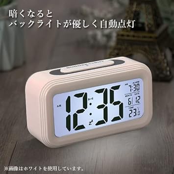 Alarm Clock, Desk Clock, Stylish, Digital, Light, Clock, Easy to Read, Simple, Thermometer, Multifunctional, Black