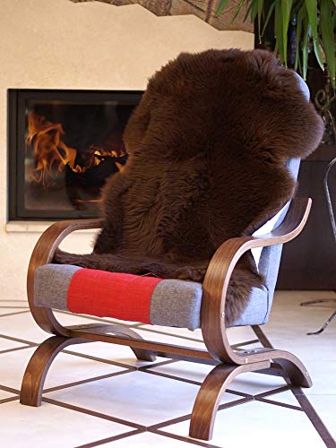 Peau de mouton naturelle agneau, tapis fourrure tannage végétal 110-119 cm marron naturel Cover