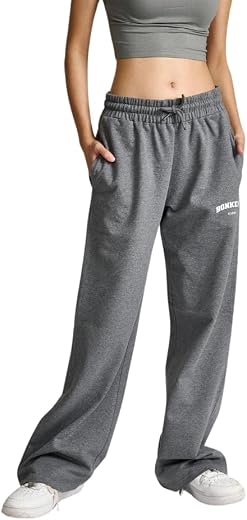 BONKERS CORNER Dark Grey Melange Wide-Leg