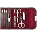 Produktbild Smart&Gentle Solingen Germany Nagelpflegeset 8-teilig - Premium Echt Leder Kuvert-Etui Maniküreset in Schwarz mit dunkelrotem Innenfutter