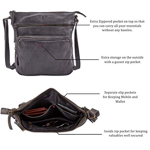 Image of Crossbody Bags for Women Genuine Leather Purse Handmade Vintage Shoulder Bag Crossover Pocketbook Adjustable Strap | Handmade
