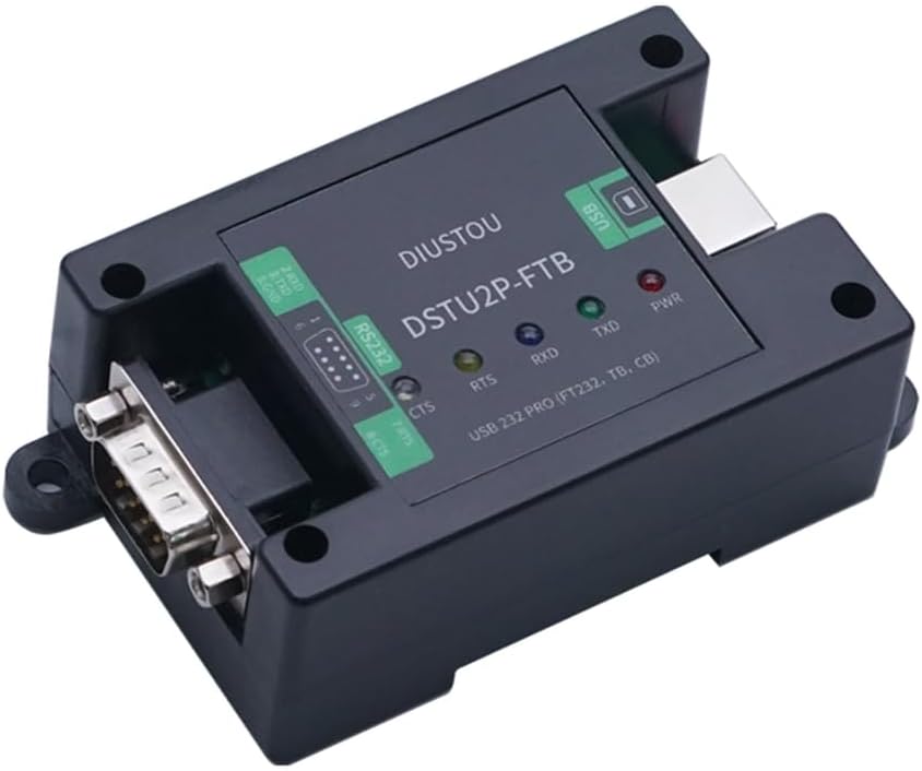 RS232 to USB Serial Module USB Interface to DB9 Bidirectional Transfer with DC Power Isolation and Digital Isolation Chip ABS Case DIN Rail Mounting Baud Rate up to 150kbps