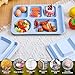 Pinkunn 8 Pcs Large 14 Inch Unbreakable Divided Plates for Kids Adults Wheat Straw Tray Dishwasher Microwave Safe Reusable Compartment Plates(Blue)