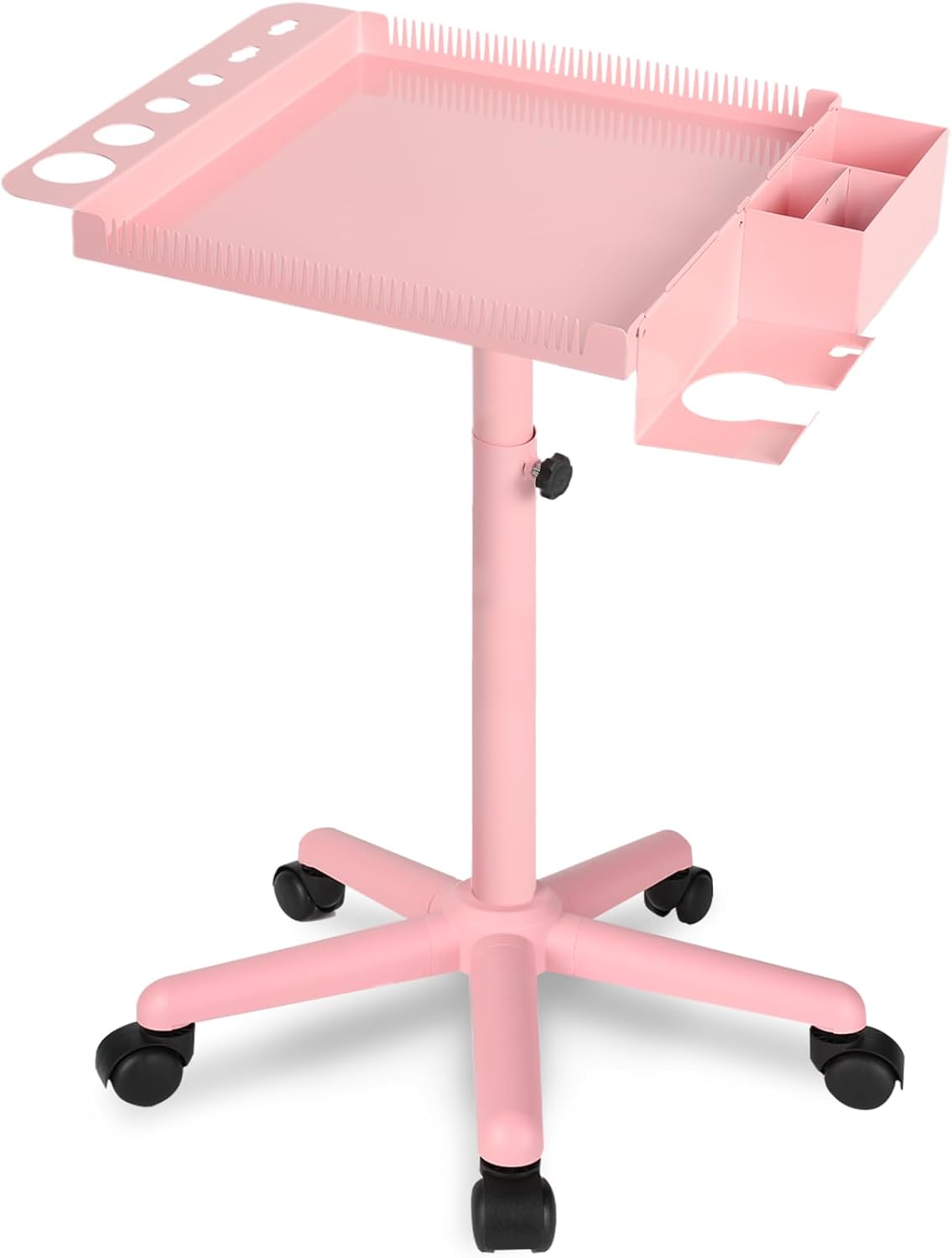 Extension Salon Tray Hair Extension Cart Tray Pink Multi-Function Extensions Rolling Tray with Blow Dryer Holder and Storage Platform L-pink