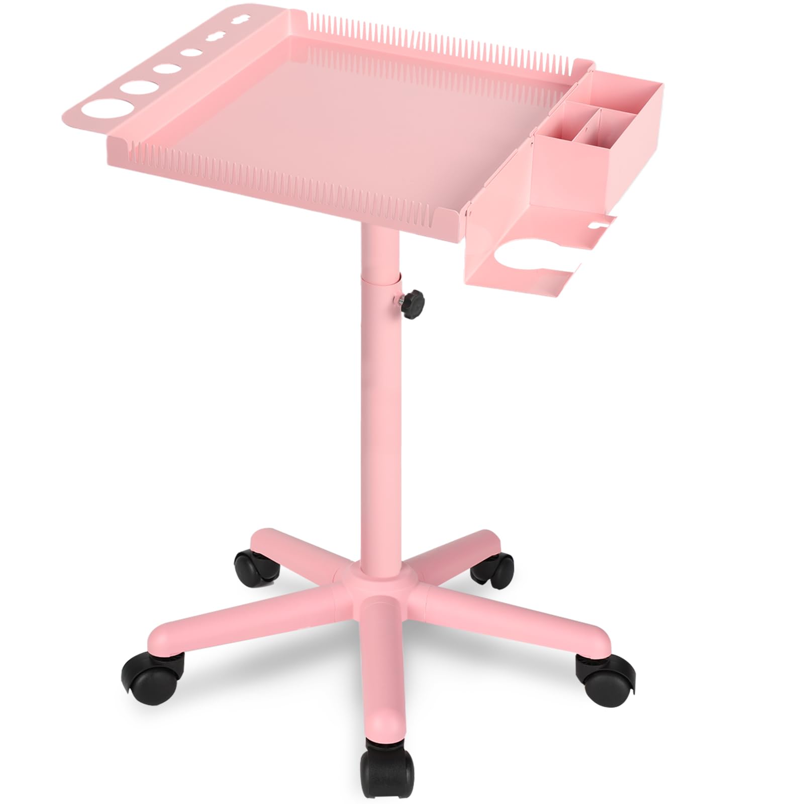 Salon Tray with Blow Dryer Holder,Pink Multi-function Salon Tray with Holder,Salon Trolley with Storage Platform and Hair Separator Stand-image-31