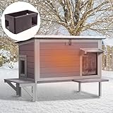 Aivituvin Katzenhaus Outdoor Winterfest aus Holz Isoliert Feral katzenhöhle Wetterfest für Winter Doppelzimmer (Grau, L)