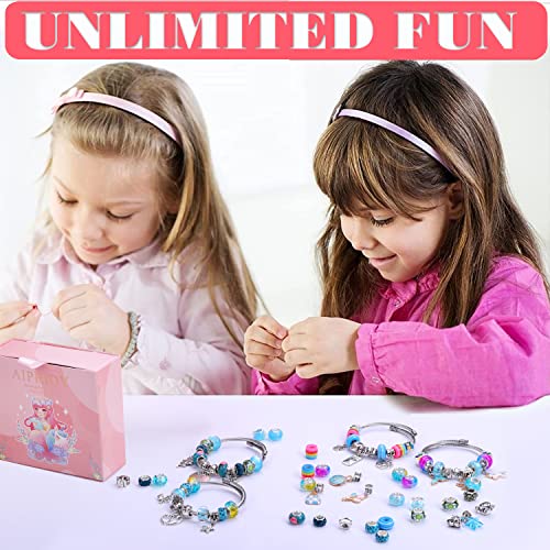 Aipridy 112 Pcs Diy Charm Bracelet Making Kit,Necklaces Jewelry Making Supplies Beads,Snake Chain Jewelry Gift Set For Girls Teens(Lake Blue) #TOP5