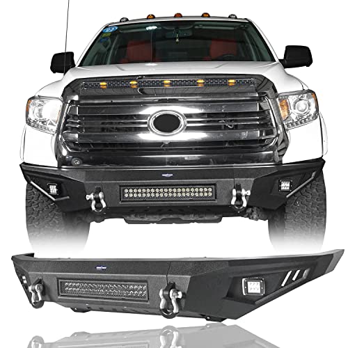 Hooke Road Tundra Steel Front Bumper Full Width Bumper Compatible With Toyota Tundra Pickup Truck 2014-2021 Regular Cab | Double Cab | Crewmax #TOP12