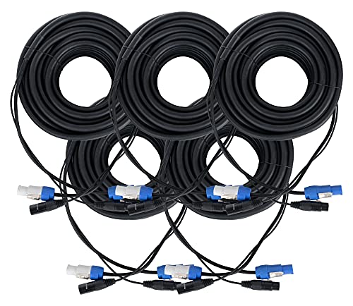Pronomic Stage PPD-20 Cable Híbrido Powerplug/DMX Set de 5 - Cable combinado para alimentación y señal DMX - Sin enredos al conectar efectos de luz - Longitud: 20 m - Negro