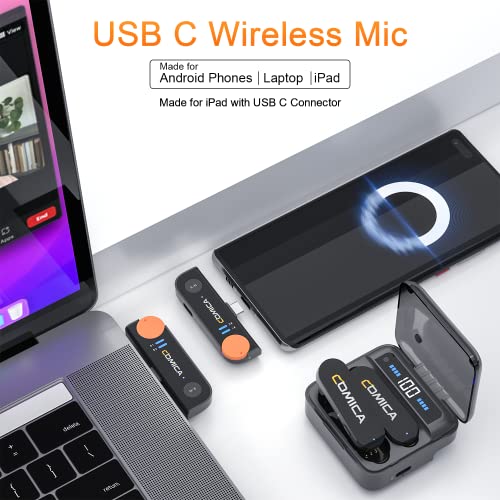Comica Vimo S Uc Wireless Lavalier Microphone For Android, Noise Cancelling, 656' Range, Real-Time Monitor, Mini Usb C Wireless Microphone For Ipad Laptop Video Recording Interview Vlog Live Stream #TOP3