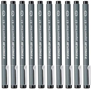 Staedtler 0.1 mm Pigment Liner Fineliner Sketching Drawing Drafting Pens Pack of 10