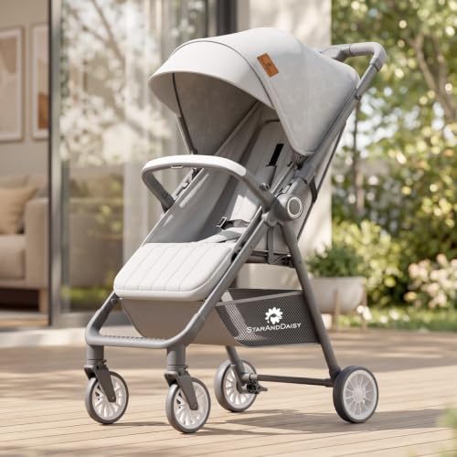 Image of StarAndDaisy Stroller for Baby, Foldable Baby Stroller with Reversible Seat, 3 Recline Positions, 5-Point Safety Harness, Adjustable Footrest, Large Canopy & Storage Basket