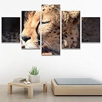 SIGNWIN 5 Panel Canvas Wall Art Animals Cheetah Closeup Contemporary Expressive Modern Artwork for Home Decorations Ready to Hang - 60