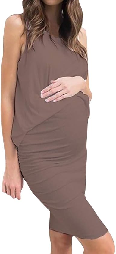 HucodeVan Vestidos de Premama sin Mangas de Color Liso Ropa premamá Casual  Embarazadas Lactancia sólida Lactancia Verano Vestido de Maternidad para  Mujer: Amazon.es: Ropa