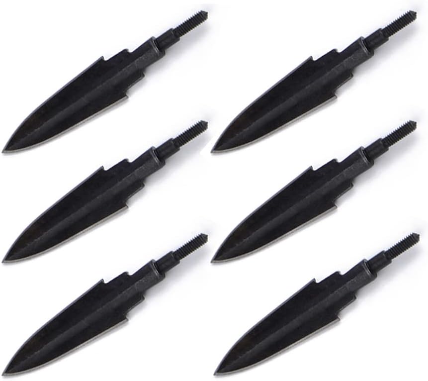 AMEYXGS 6/12 Pcs Traditional Hunting Broadheads Solid Metal Arrow Tips Black Arrowheads Archery Screw in Arrowheads for Hunting and Target