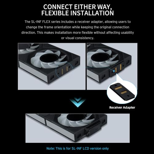 Image of Lian Li UNI Fan SL-INF LCD Flex 120 Reverse Fan, 3 Pack, Black