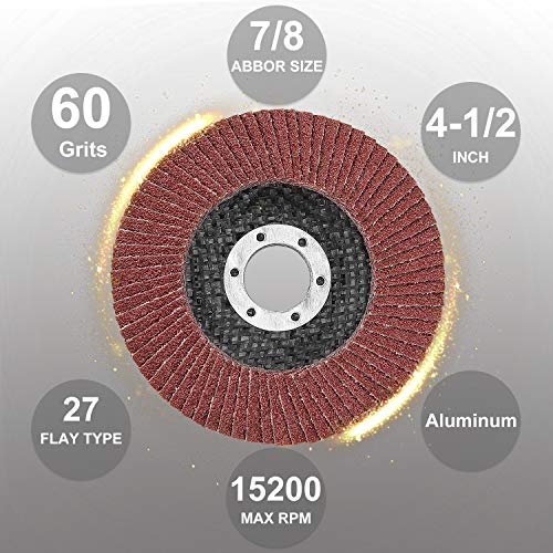 Lishine LSUS-FLAPDISCS-20PCS-60GRIT-200421 20 Pack 4-1/2 Inch Flap Disc 60 Grit Angle Grinder Sanding Disc 4.5 Inch Grinding Wheels And Grinder Flap Disc Abrasives Flap Sanding Wheels Type #27 thumb #2