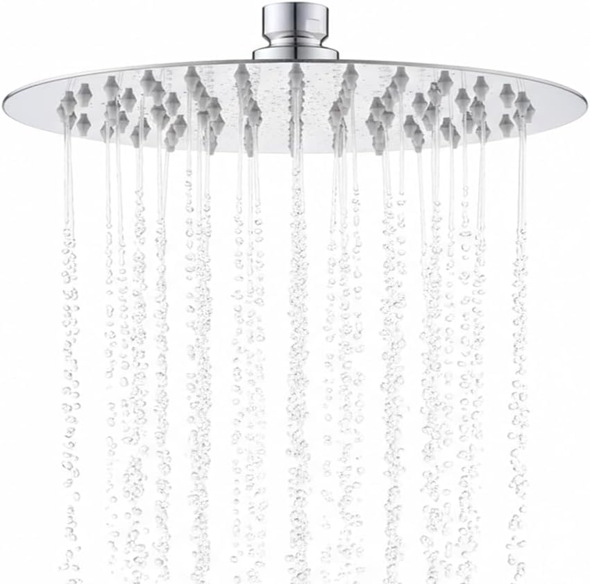 Rainfall Shower Head 8 Inch, Stainless Steel Fixed Showerhead, Chrome Round