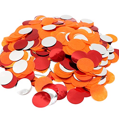 Image of VCOSTORE 1 Inch Tissue Paper Confetti Circles,1.76oz Round Paper Table Confetti Circle Dots, Suitable for Birthday Wedding Party Decoration and Baby Shower decorations,Orange and Silver,5000 Pieces