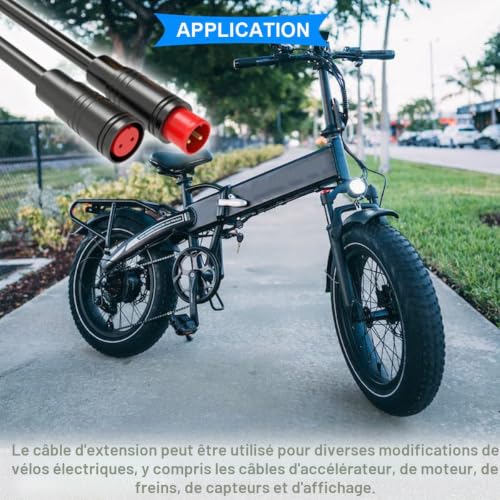 HAAMNING7 Lot de 5 paires de câbles d'extension étanches Julet à 2 broches pour vélo électrique - Câble de 20 cm avec fiches mâle et femelle pour éclairage, avec 20 gaines thermorétractables. – vue 7
