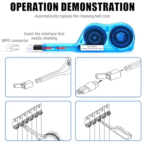 Glasfaser Stecker Reinigungsstift, One-Click Glasfaser Reiniger MPO/MTP Steckerreiniger, Lwl Reinigungsstifte Fiber Optic Connector Cleaner Optische Reinigungsbox, Reinigt üBer Zu 600 Mal
