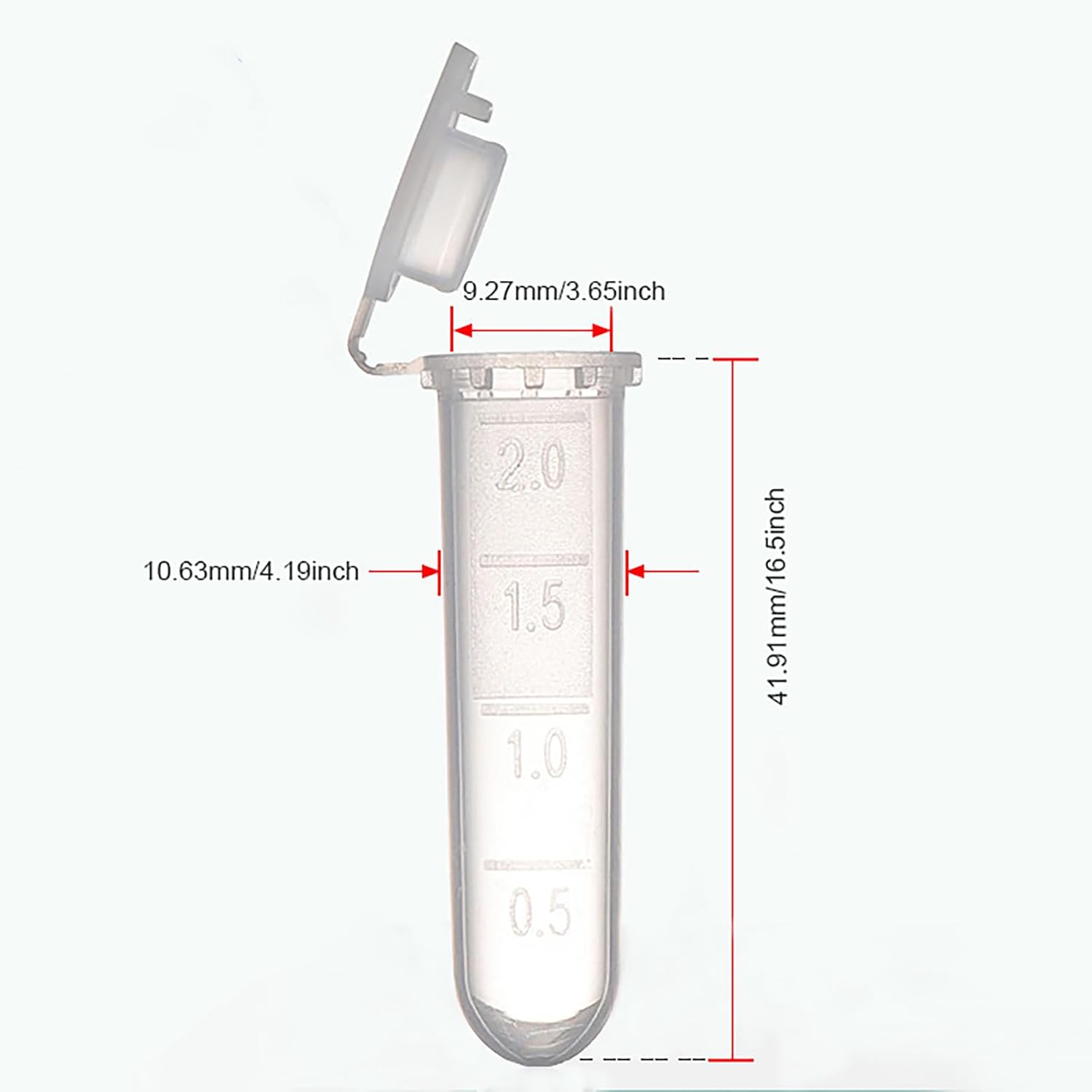 2ml Microcentrifuge Tube - PCR Tube with Flat Cap(500pcs),Graduated-Polypropylene Plastic