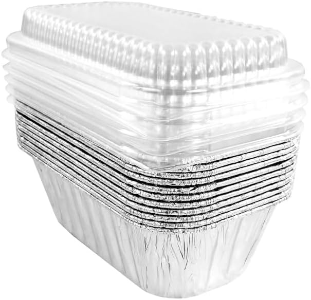 PROPAC & SEAL Disposable 1 lb. Aluminum Foil Mini Loaf Pans with Clear Dome Lids (Pack of 25) (25)