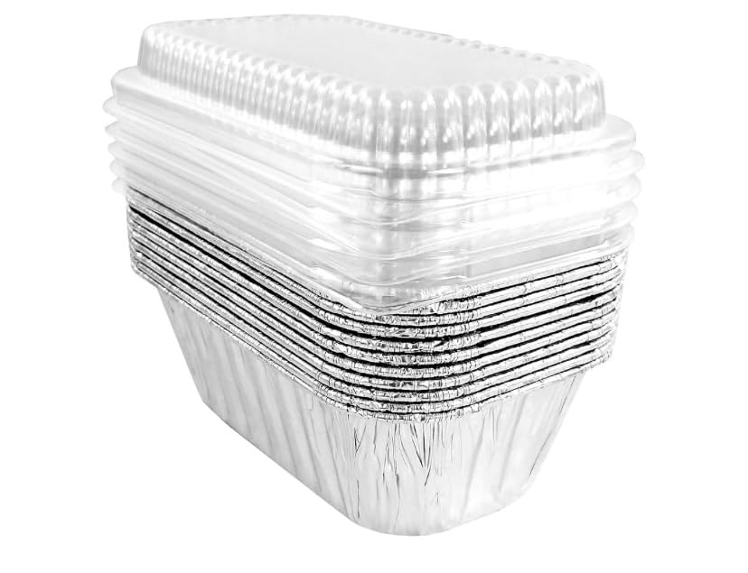 ProPac & Seal Mini moldes desechables de papel de aluminio con tapas transparentes de cúpula (paquete de 25) (25)