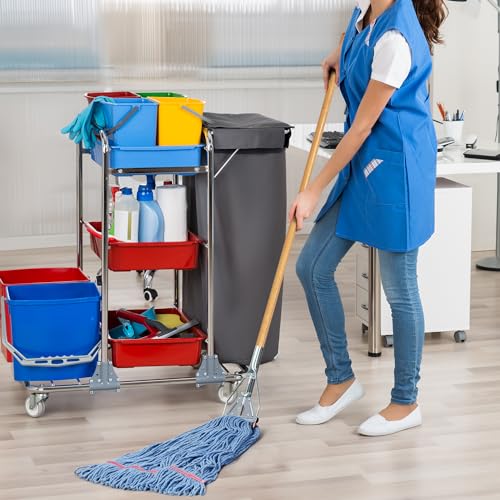 Image of Matthew Cleaning 20oz Heavy Duty Mop Head Commercial Replacement for General and Floor Cleaning , Wet Industrial Blue Cotton Looped End String Head Refill (Case of 12) Blue