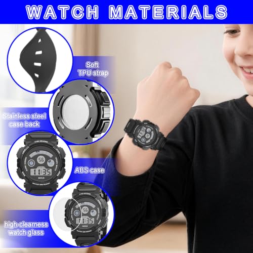 Image of Edillas Kids Digital Watch 7 Colors 50M Waterproof Sport Alarm Boys 7-15