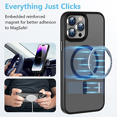 Yllzi [2 In 1 Magnetic Case Designed For Iphone 14 Pro Max Case, [Mag Safe Charger Include] Compatible With Magsafe, Military-Grade Drop Protection Slim Phone Case For 14 Pro Max 6.7'', Space Black #TOP3