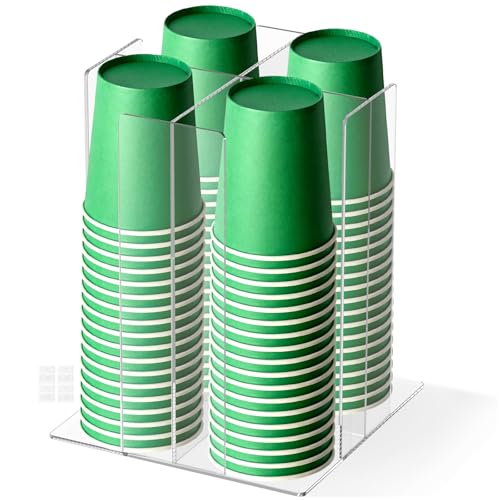 Tcwhniev 1/2/4 Compartment Acrylic Coffee Cup Storage Organizer, Clear Paper