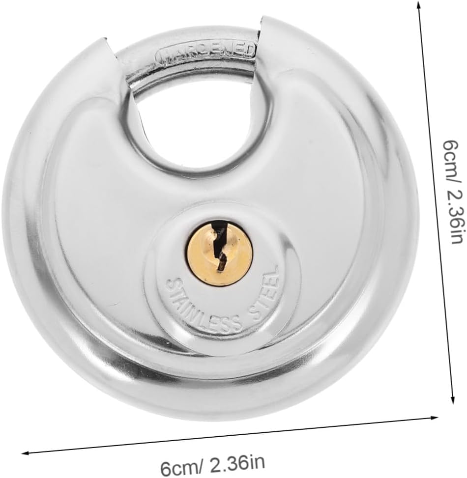 2 Pcs Disc Padlock Trailer Door Locks Stainless Steel Padlock Disk Storage Lock Candados Garage Gym Candados De Alta Seguridad Anterlock Combos Matlocl Stainless Steel Silver