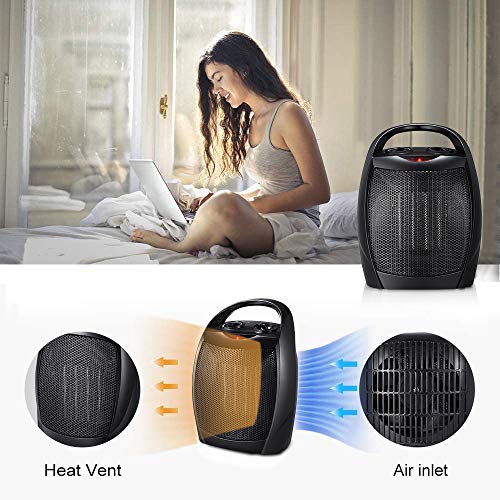 Kismile Small Electric Space Heater Ceramic Space Heater,Portable Heater Fan For Office With Adjustable Thermostat And Overheat Protection Etl Listed For Kitchen, 750W/1500W,10 Inch #TOP5
