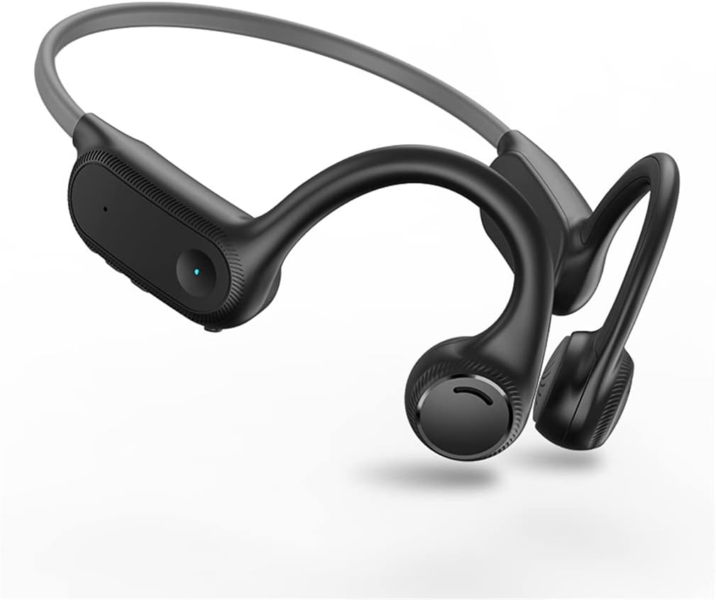 Stereo Inductivv Bone Conduction Earphones, Lightweight Wireless Open Ear Headphones, Titanium Alloy Skeleton and HD Sound, for Running Cycling Driving Travel,Grey