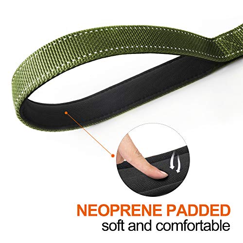 Twoear 5Ft 1In Strong Green Dog Leash With 2 Padded Handles, Traffic Handle Extra Control, Comfortable Soft Dual Handle, Auto Lock Hook, Reflective Walking Lead For Small Medium And Large Dogs #TOP3