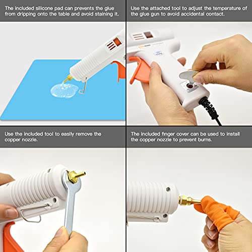 Full Size Hot Glue Gun With 20Pcs Glue Sticks Temperature Adjustable Professional Melting Glue Gun, Heavy Duty Craft Repair Tool Glue Gun Kit With Copper Nozzles Silicone Mat And Carry Bag #TOP7