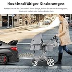 COSTWAY 2 in 1 Kinderwagen faltbar, Kombikinderwagen mit verstellbarer Rückenlehne & Verdeck, Reisebuggy tragbar mit Sonnenschutz, Wickeltasche für Baby bis 3 Jahren, 25 kg Belastbar (Grau)