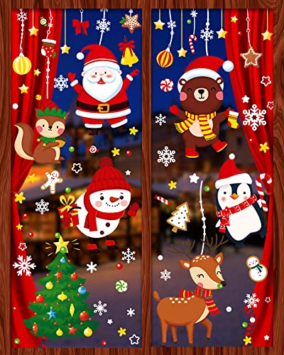 Benresive Christmas Window Clings, Double Sided Christmas Decorations Indoor For Glass,9 Sheet 133 Pcs Xmas Decals Decorations Holiday Snowflake Santa Claus Reindeer Decals For Party #TOP10