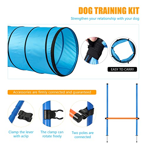 Dog Agility Training Equipment Pet Obstacle Training Course Kit Dog Outdoor Games with Tunnel, Adjustable Hurdle, Pause Box, Toys and Carrying Bag Dog Agility Training Equipment Pet Obstacle Training Course Kit Dog Outdoor Games with Tunnel, Adjustable Hurdle, Pause Box, Toys and Carrying Bag