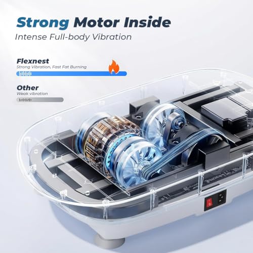 Image of Flexnest 3D Vibration Plate Exercise Machine for Weight Loss & Toning, Whole Body Vibration Platform Massager with Remote, 10 Modes, 150kg Max Load, Home Gym Fitness Machine for Calorie Burn (White)